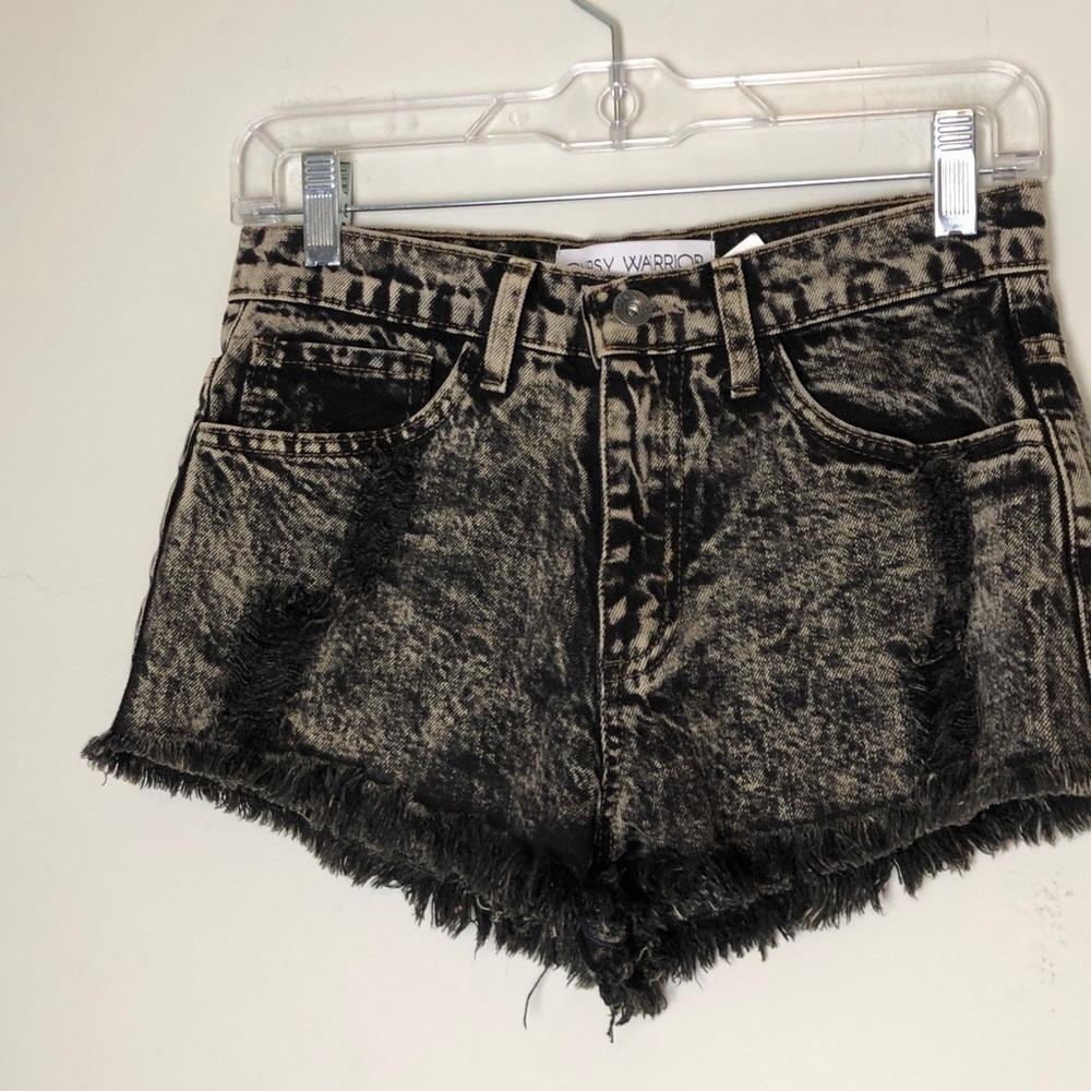 Gypsy Warrior black acid washed denim shorts NWT